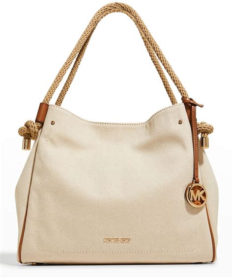 michael michael kors large isla cotton grab bag|Michael Kors Isla Large Grab Bag Natural One Size .